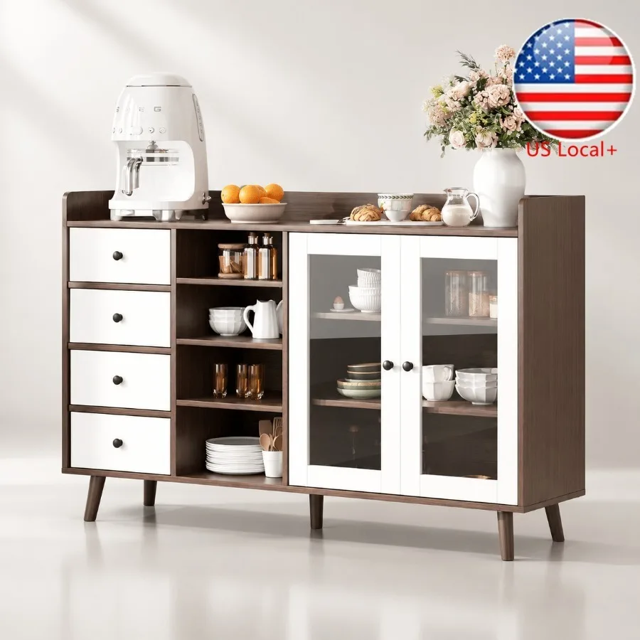 Storage & Organization - Credenza con ante in vetro per